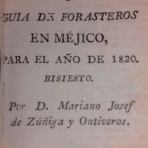 Calendario manual y guia de forasteros en Méjico para el año de 1820, bisiesto